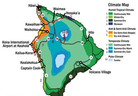 Hawaii has 10 of 14 World's Climate Zones