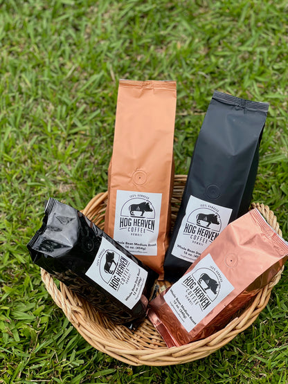 packaged hāmākua coffee in basket